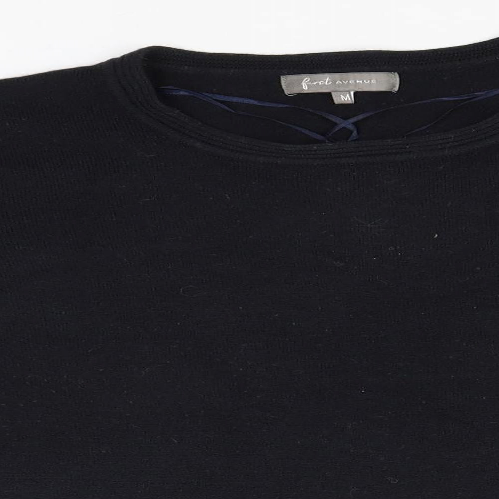 Avenue Mens Black Round Neck  Acrylic Pullover Jumper Size M