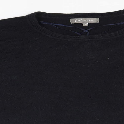 Avenue Mens Black Round Neck  Acrylic Pullover Jumper Size M