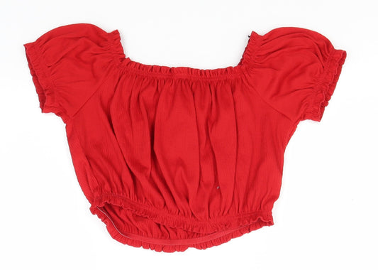 Womens UK Size M Divided Red Basic T-Shirt