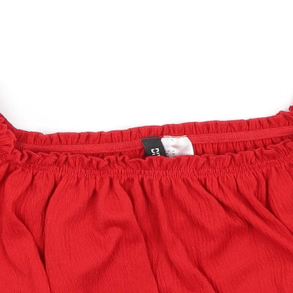 Womens UK Size M Divided Red Basic T-Shirt
