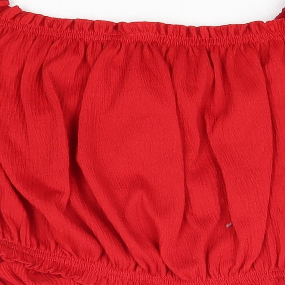 Womens UK Size M Divided Red Basic T-Shirt
