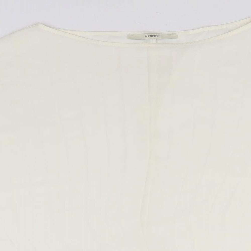 George Womens White  Polyester Basic Blouse Size 10 Square Neck