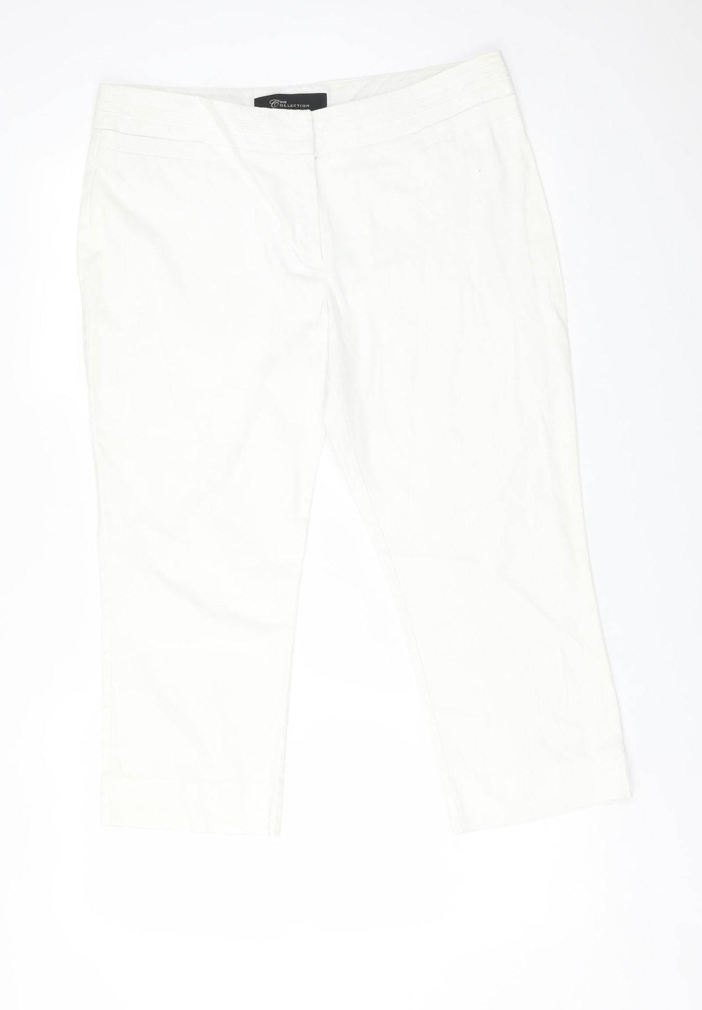 E-vie Womens White  Cotton Cropped Trousers Size 14 L21 in Regular