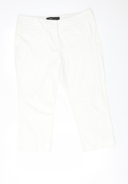 E-vie Womens White  Cotton Cropped Trousers Size 14 L21 in Regular