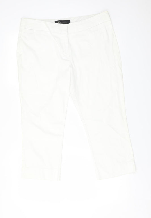 E-vie Womens White  Cotton Cropped Trousers Size 14 L21 in Regular
