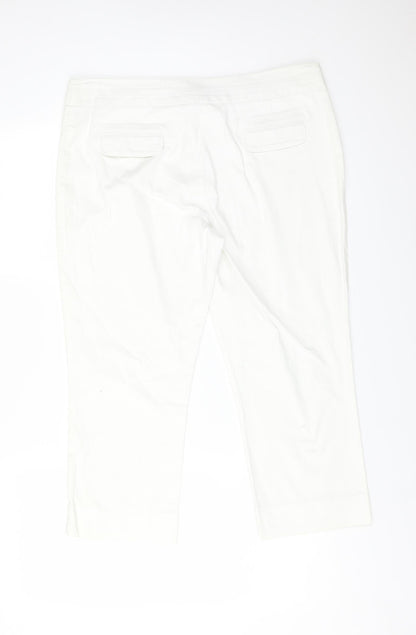 E-vie Womens White  Cotton Cropped Trousers Size 14 L21 in Regular