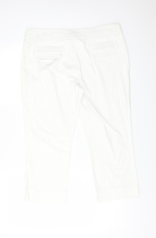 E-vie Womens White  Cotton Cropped Trousers Size 14 L21 in Regular
