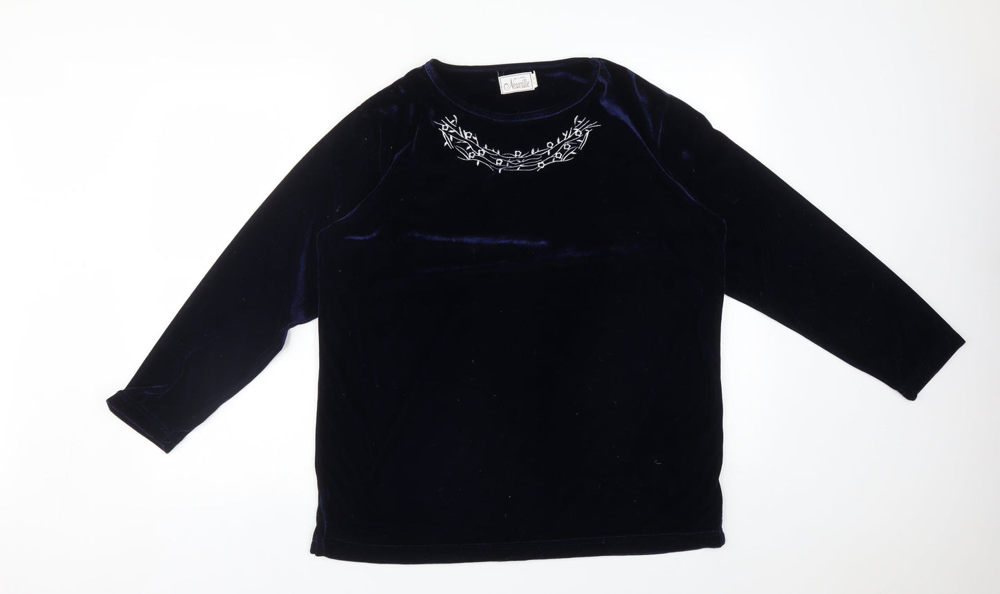CLAIRE NEUVILLE Womens Black  Polyester Basic T-Shirt Size 16 Round Neck