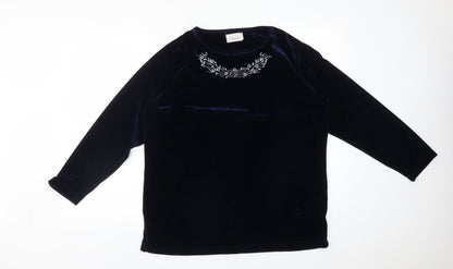 CLAIRE NEUVILLE Womens Black  Polyester Basic T-Shirt Size 16 Round Neck