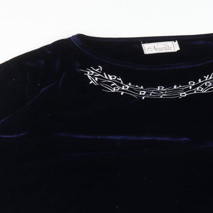 CLAIRE NEUVILLE Womens Black  Polyester Basic T-Shirt Size 16 Round Neck