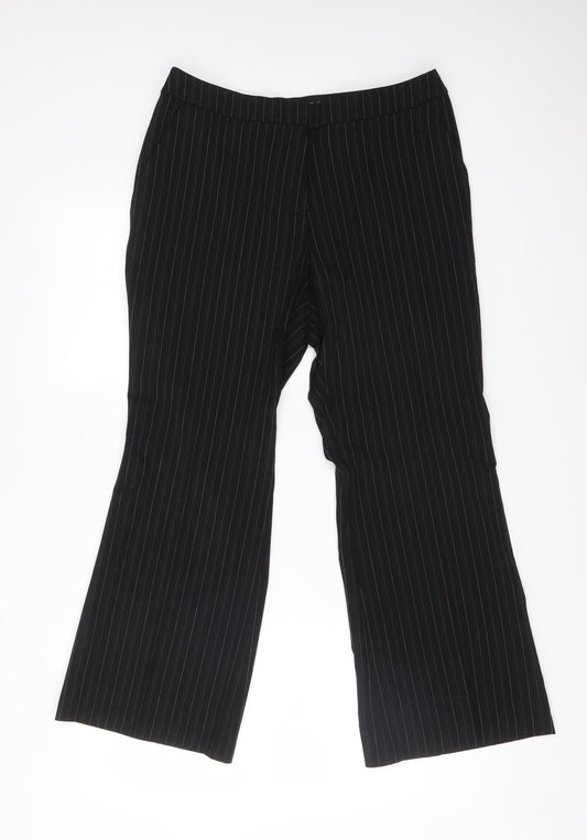 Additional front view of Marks & Spencer women’s multicoloured striped polyester dress pants trousers, size UK 12 regular