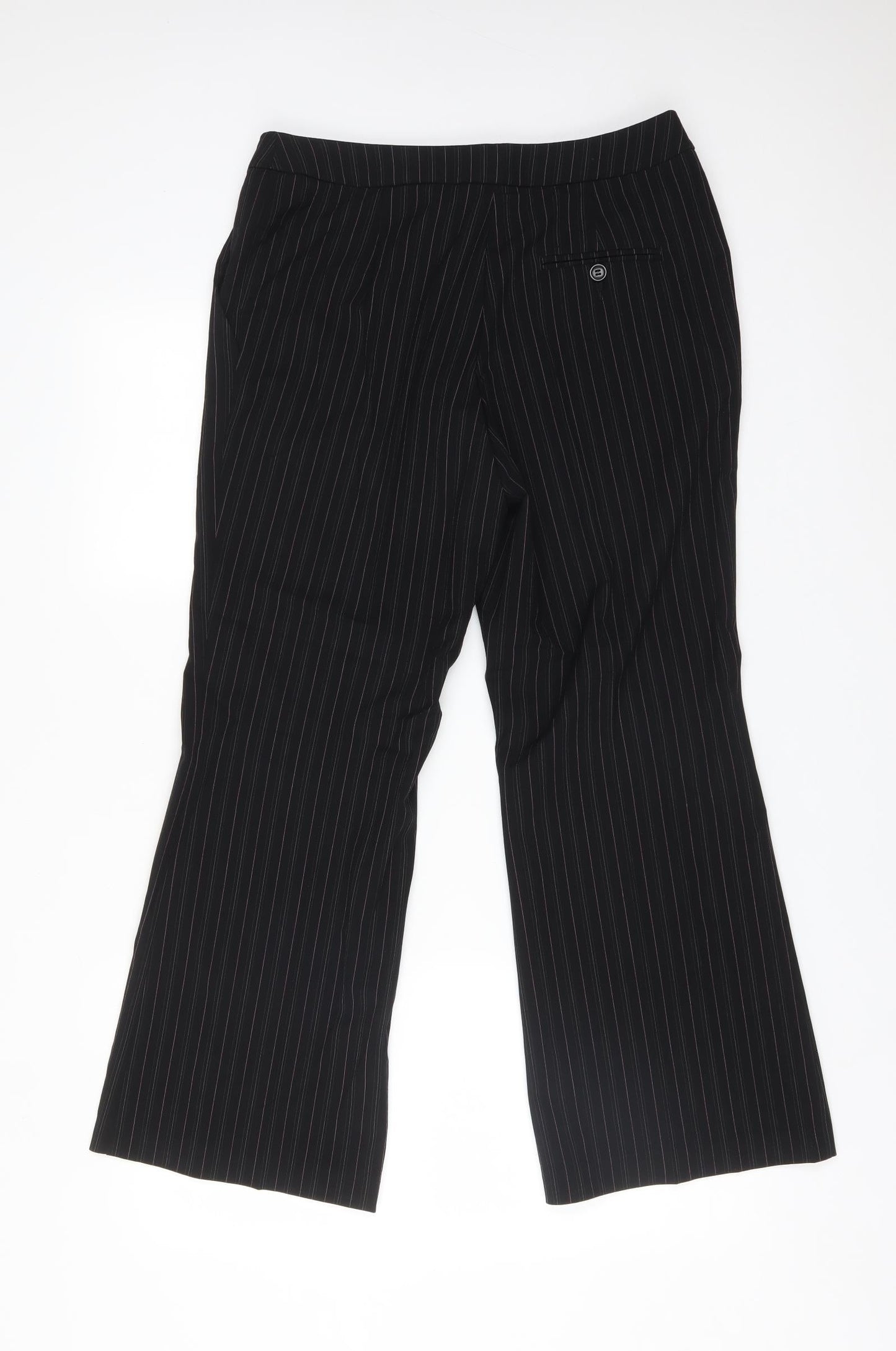 M&S Womens Multicoloured Striped Polyester Dress Pants Trousers Size 12 L28 in Regular