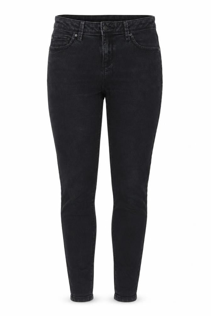 Front view of DENIM CO women’s black cotton skinny jeans, size UK 8, 27-inch leg regular