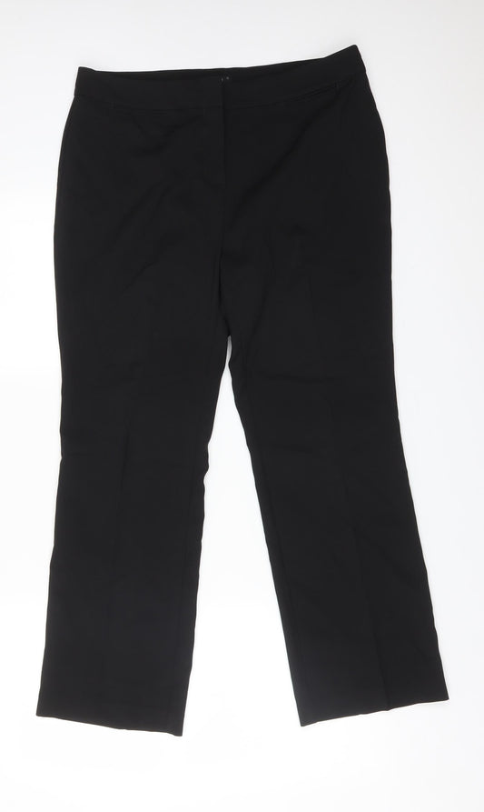 Womens UK Size 12 Papaya Regular Fit Dress Pants Black Trousers