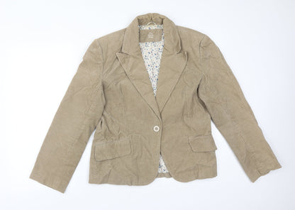 THE STOCK SHOP Womens Brown  Cotton Jacket Suit Jacket Size 14