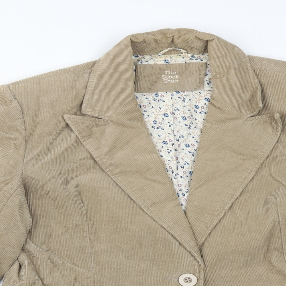 THE STOCK SHOP Womens Brown  Cotton Jacket Suit Jacket Size 14