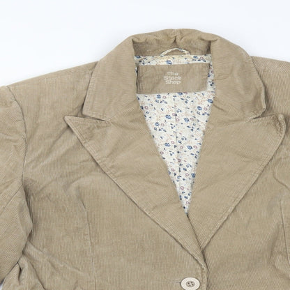 THE STOCK SHOP Womens Brown  Cotton Jacket Suit Jacket Size 14