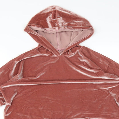 Preworn Womens Pink  Polyester Pullover Hoodie Size L