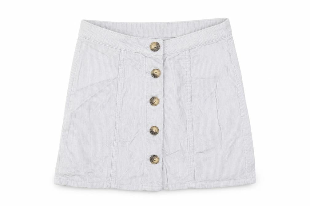 Front view of DENIM CO women’s grey cotton straight & pencil skirt, size UK 10