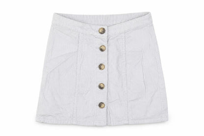 Front view of DENIM CO women’s grey cotton straight & pencil skirt, size UK 10