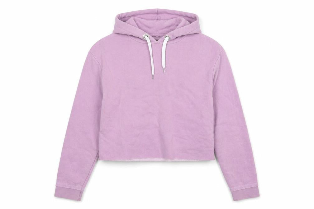 Front view of Atmosphere women’s purple cotton pullover hoodie, size UK 10, - cropped