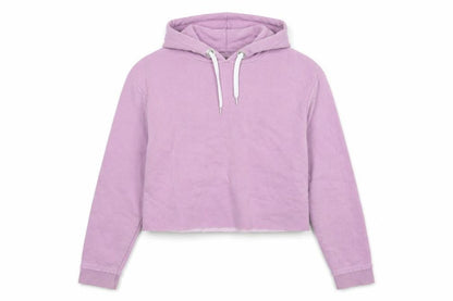Front view of Atmosphere women’s purple cotton pullover hoodie, size UK 10, - cropped
