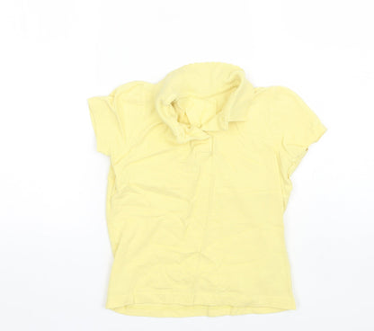 Additional front view of George girls’ yellow cotton basic polo, size 7-8, years collared