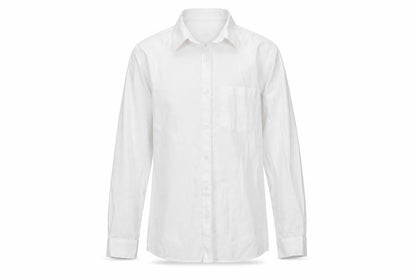 Front view of George girls’ white polyester basic button-up, size 11-12, years collared