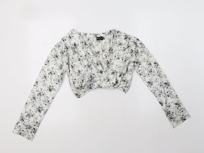 Womens UK Size 4 PRETTYLITTLETHING White Cropped Blouse