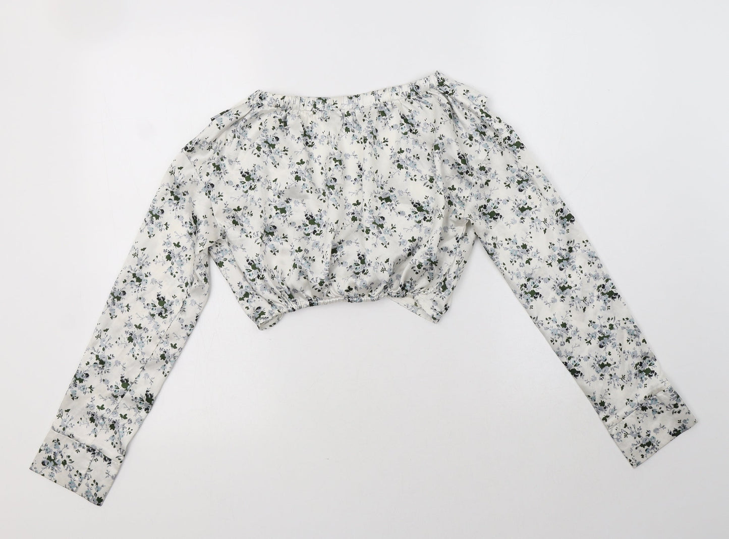 Womens UK Size 4 PRETTYLITTLETHING White Cropped Blouse