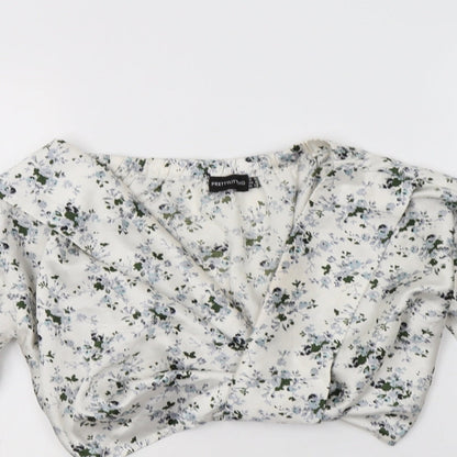 Womens UK Size 4 PRETTYLITTLETHING White Cropped Blouse