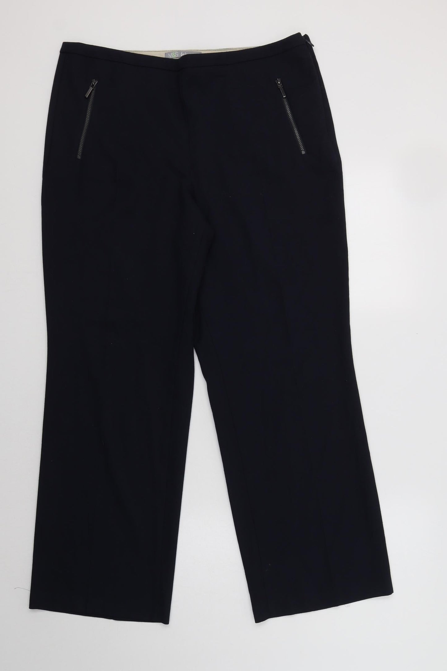 Womens UK Size 14 M&S Regular Fit Dress Pants Blue Trousers