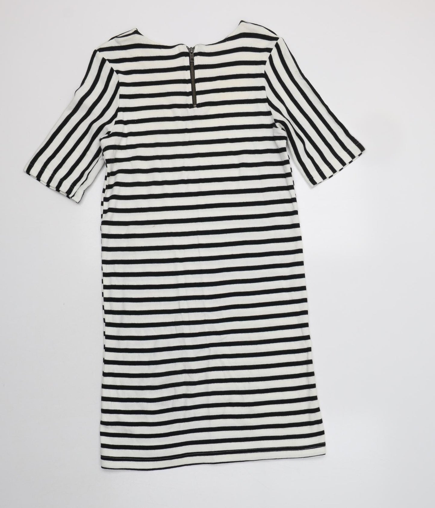 River Island Womens White Striped Cotton A-Line  Size 8  Round Neck