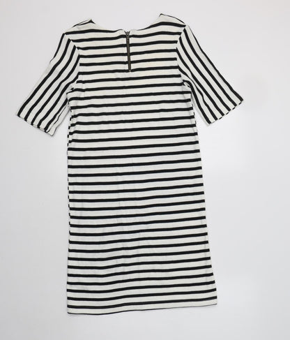River Island Womens White Striped Cotton A-Line  Size 8  Round Neck