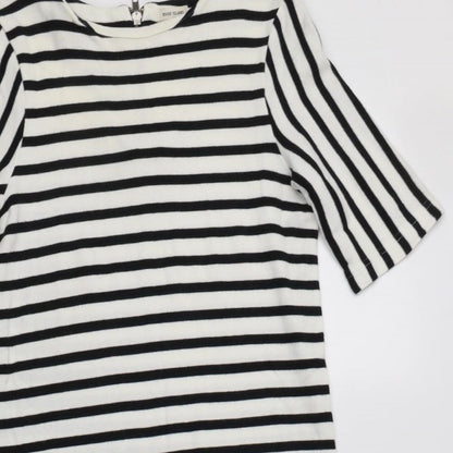 River Island Womens White Striped Cotton A-Line  Size 8  Round Neck