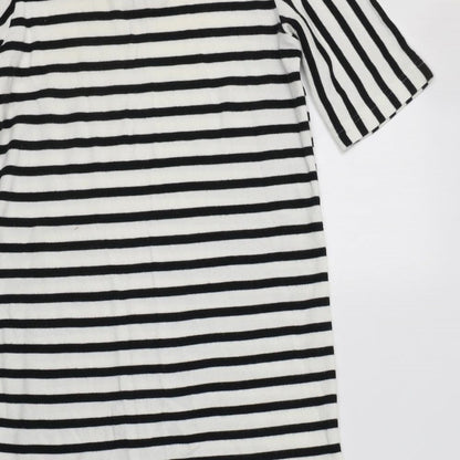 River Island Womens White Striped Cotton A-Line  Size 8  Round Neck