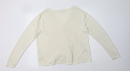 Damart Womens Ivory V-Neck  Acrylic Cardigan Jumper Size 16