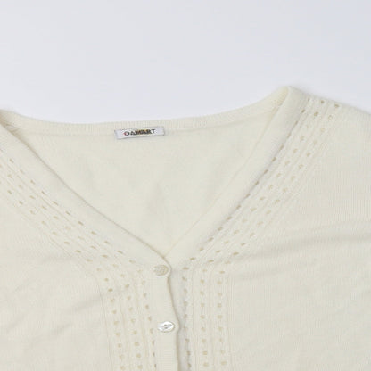 Damart Womens Ivory V-Neck  Acrylic Cardigan Jumper Size 16