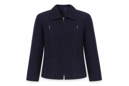 Front view of Gelco women’s purple jacket, size UK 10