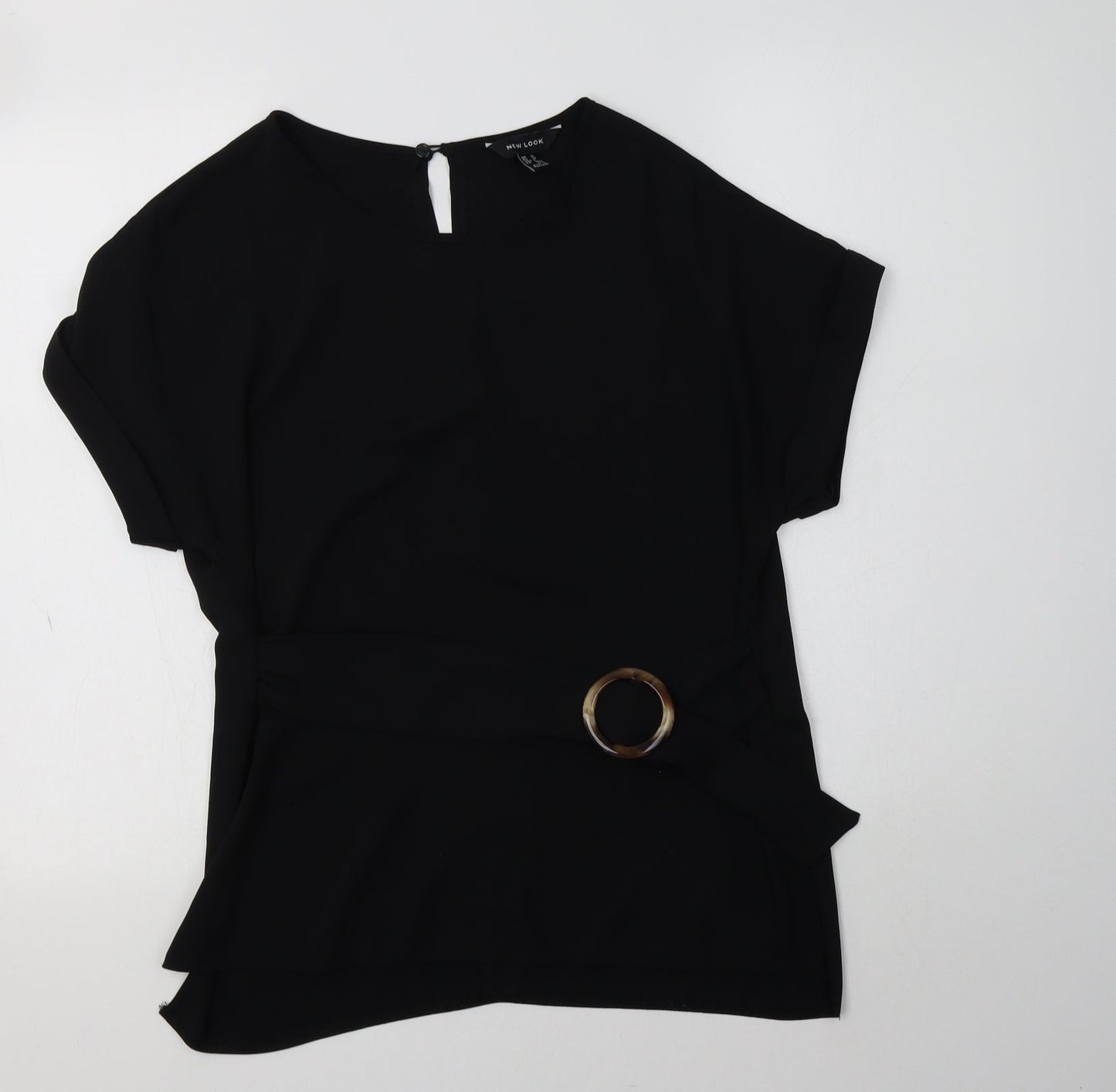 Womens UK Size 10 New Look Black Basic Blouse
