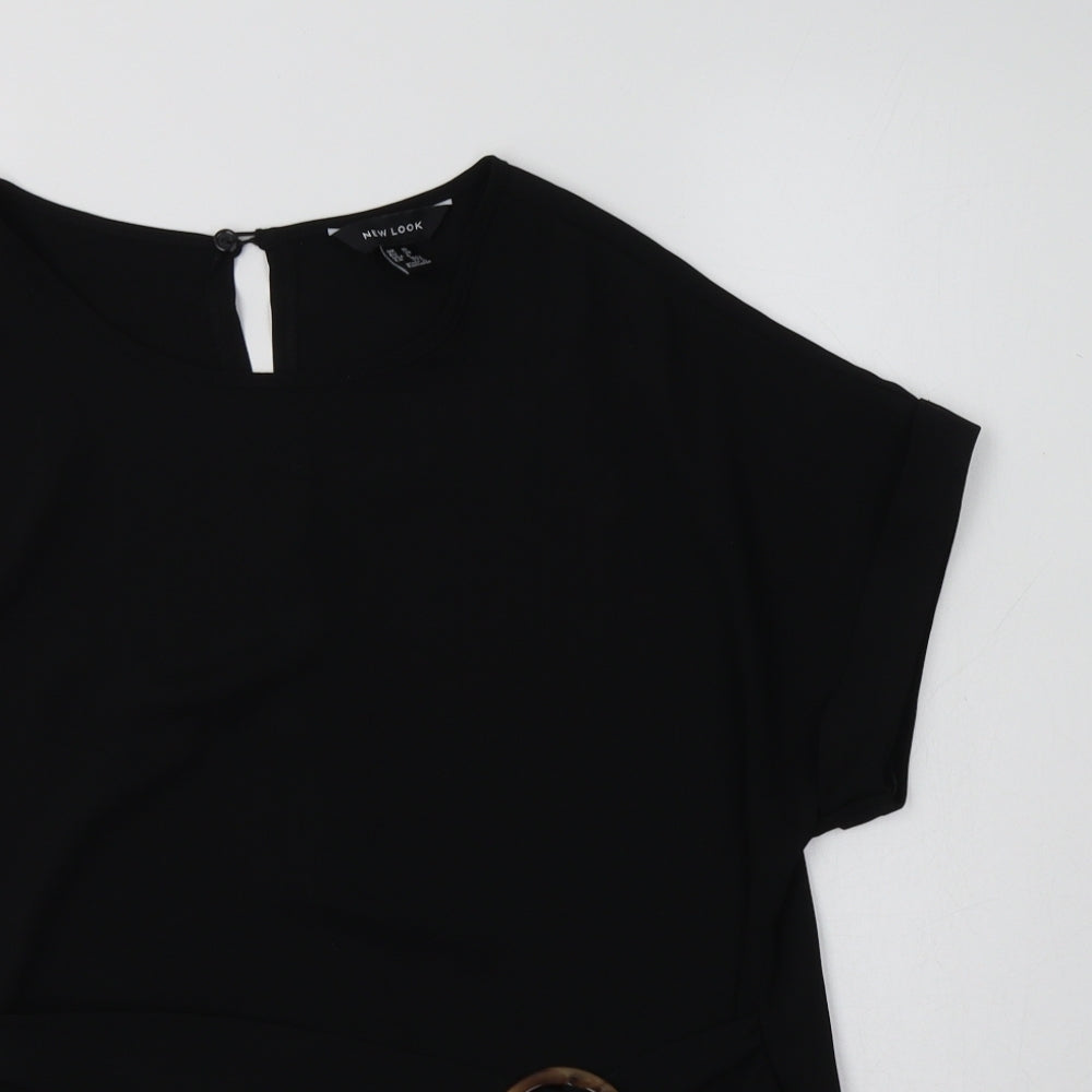 Womens UK Size 10 New Look Black Basic Blouse