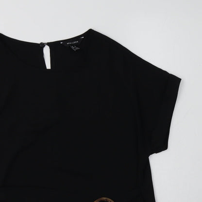 Womens UK Size 10 New Look Black Basic Blouse