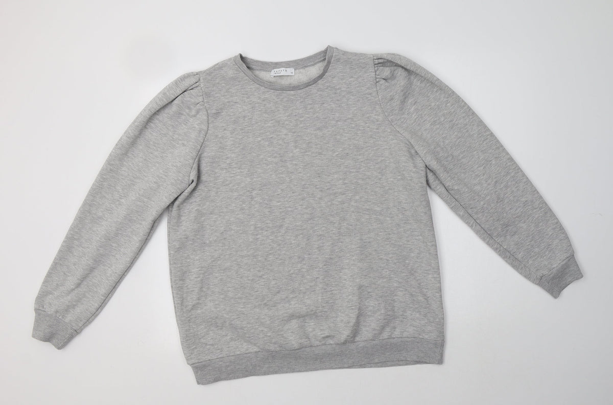 Additional front view of Papaya women’s grey cotton pullover sweatshirt, size UK 14