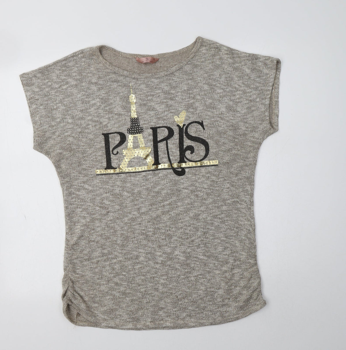 Additional front view of SJS women’s beige round neck polyester jumper, size XL, - paris