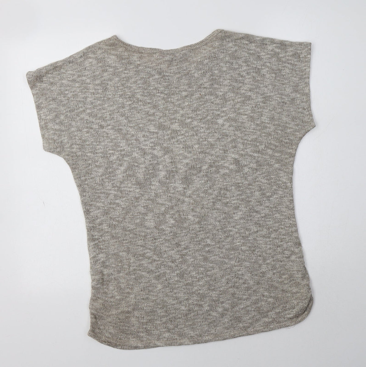 Back view of SJS women’s beige round neck polyester jumper, size XL, - paris