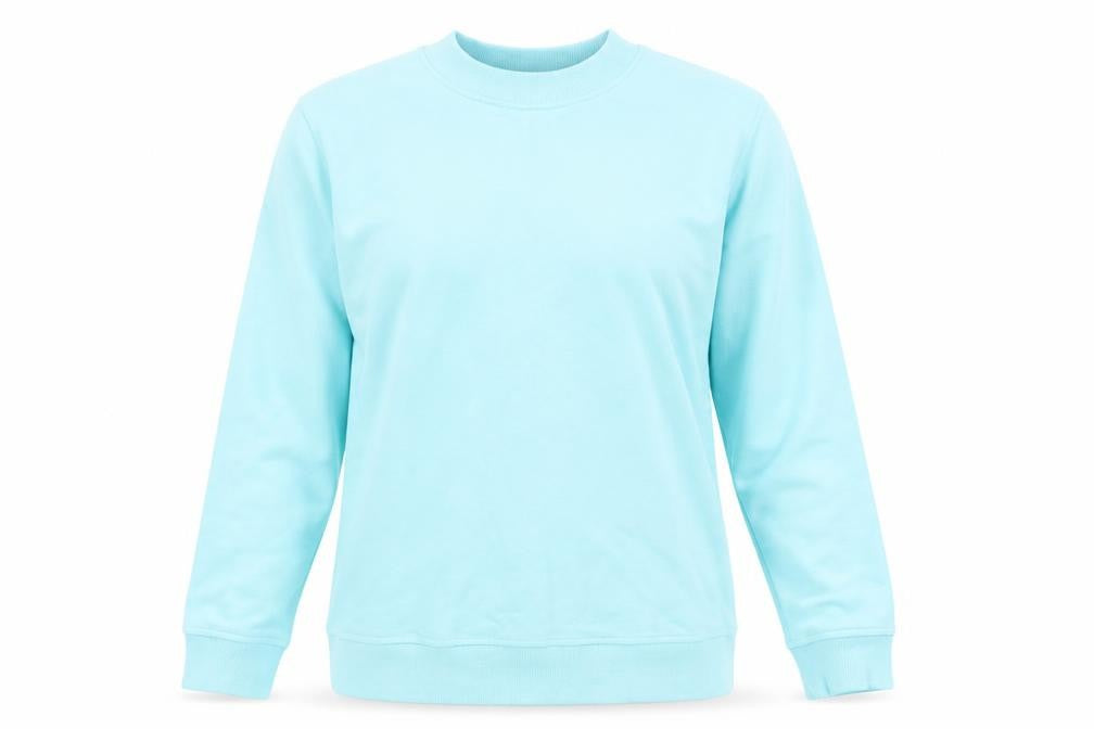 Front view of George women’s blue round neck cotton jumper, size UK 12