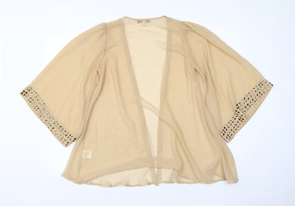 Rare London Womens Beige V-Neck  Polyester Cardigan Jumper Size 6