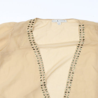 Rare London Womens Beige V-Neck  Polyester Cardigan Jumper Size 6