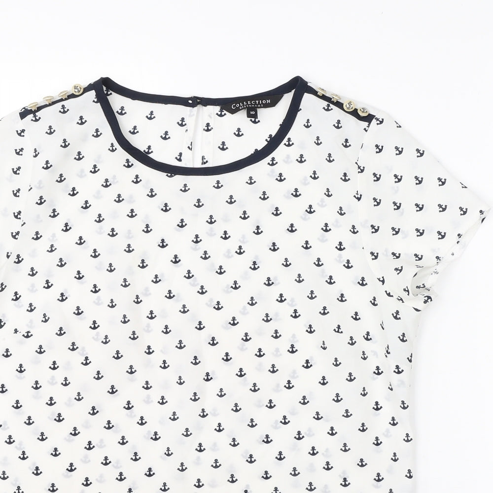 Womens UK Size 10 Debenhams White Basic Blouse