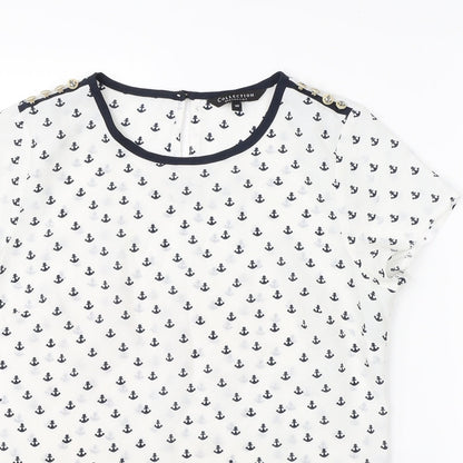 Womens UK Size 10 Debenhams White Basic Blouse